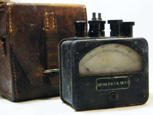 Vintage model 35 voltage meter in leather case