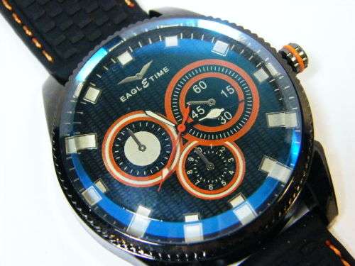 Eagletime men's fashion quartz fashion watch with rubber strap