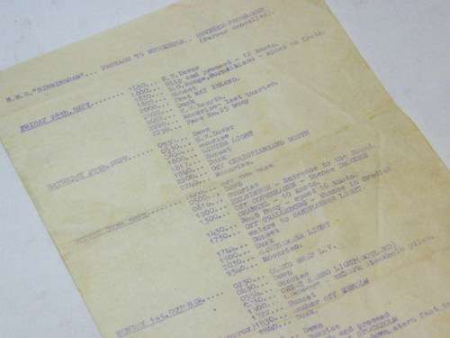 HMS Birmingham revised programme - Friday 28 Sept to Tuesday 2 Oct - possibly 1945