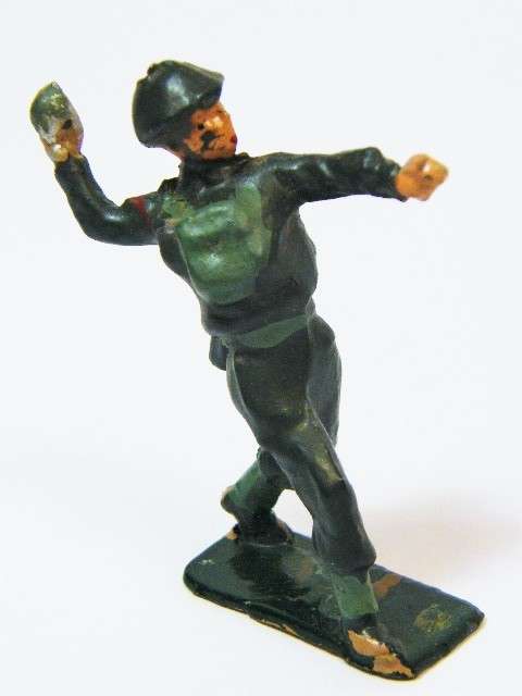 WW2 British lead soldier throwing grenade