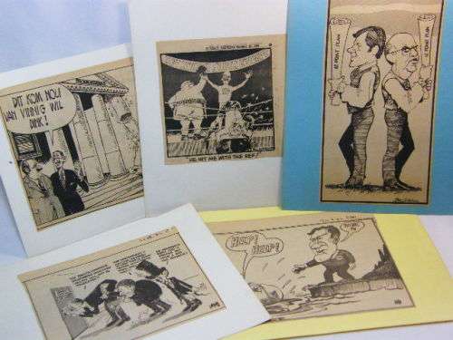 Lot of 5 1950`s political cartoons