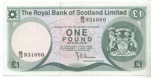 The Royal Bank of Scotland Limited one pound - 3 May 1976