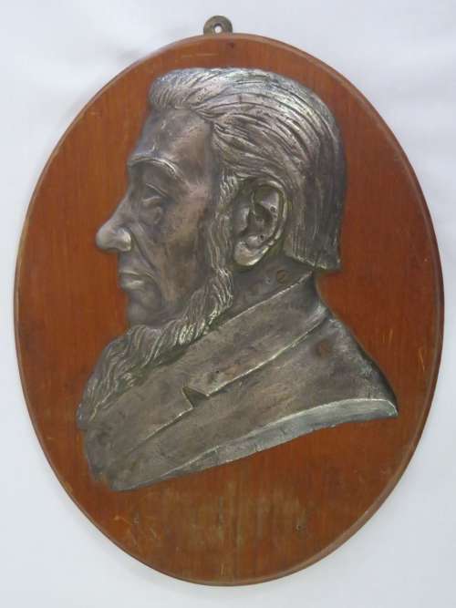 ZAR Paul Kruger metal plaque on wood - ZAR label on back