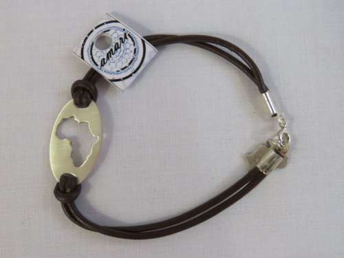 Amari sterling silver disc and charm leather bracelet - Africa