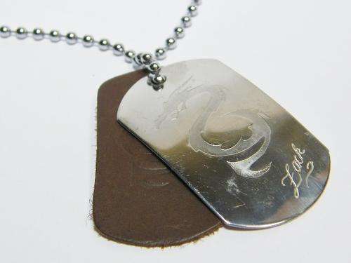 Chinese dragon on dog tag inscribed ZACK - No chain