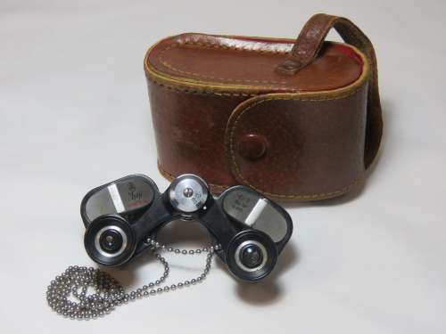 Vintage Meiji bx15 mini binoculars in leather case - Used by hunters and sometimes Military