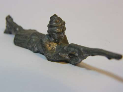 Vintage Scottish lead soldier laying down - unpainted - FINAL CLOSING SALE