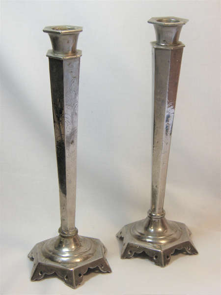 Pair of vintage Arte Deco style silver plated candlesticks - repaired