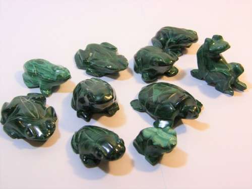 Lot of 10 assorted carved malachite figurines