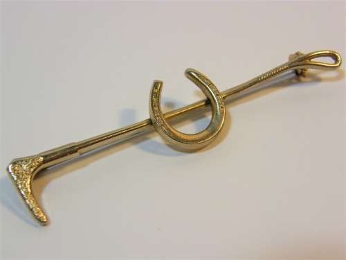 Vintage equestrian bar brooch