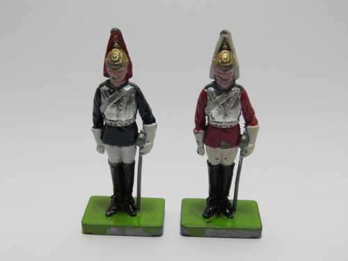 Pair of British Blues and Royals and life guards of household cavalry lead soldiers