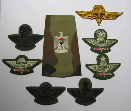 Lot of 6 Foreign Special Forces parachute wings and Iraqi rank badge