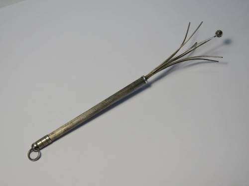 Vintage Sterling silver swizzle stick - Sliding handle loose - Weighs 6.1grams