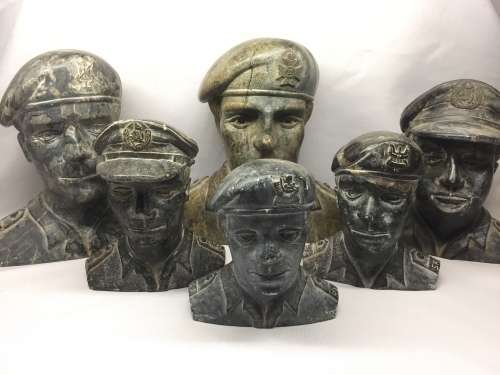 Very Unique set of 6 Rhodesian Officer busts carved from soapstone