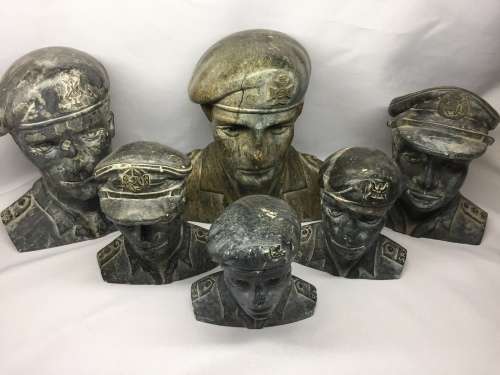 Very Unique set of 6 Rhodesian Officer busts carved from soapstone