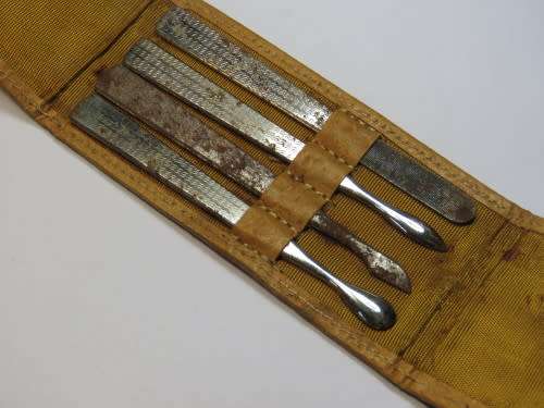 Vintage Nail cleaning kit in leather pouch