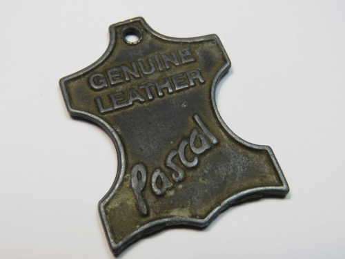 Vintage Pascal Genuine Leather aluminium tag - Usually these are leather