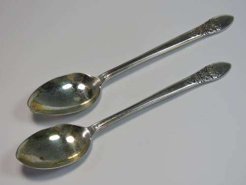 Pair of Angora silver plate Co Ltd sterling silver tea spoons - 1946 Birmingham - 24.6g