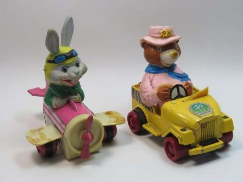 Lot of 2 Sungold toys - Rabbit in plane/ Bear in Jeep