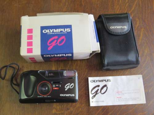 Vintage Olympus GO 53mm pocket camera in box