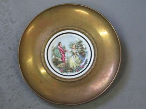 Vintage Regency Copper and porcelain wall hanging
