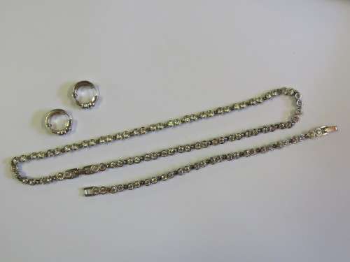 Costume ewelery diamante set with necklace, bracelet and earrings