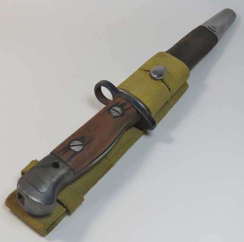 Rhodesian Army cut down P 1907 bayonet with scabbard marked J.B.B B.2