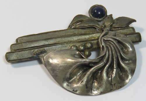 Vintage sterling silver brooch with brass - Weighs 24,2 grams