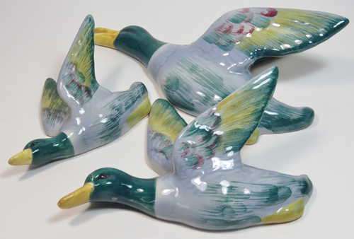 Set of 3 vintage porcelain flying ducks