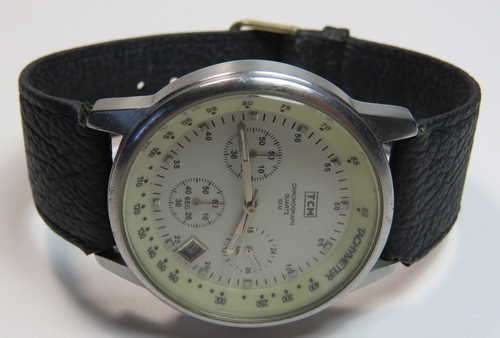 TCM Quartz Chronograph mens watch with white dial - Working