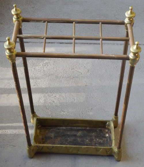 Vintage brass and copper umbrella stand - Top to floor 57 cm - Top 17 x 36 cm