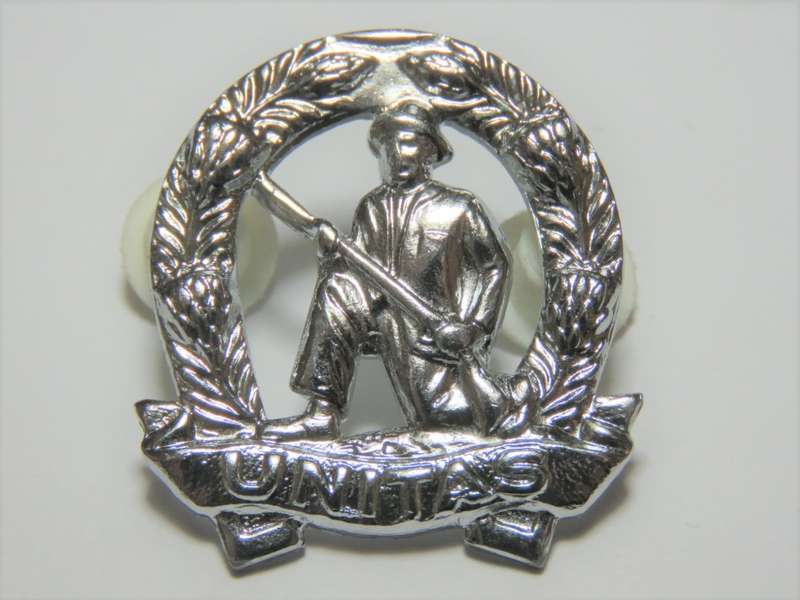 South African commando collar badge - left hand side - chromed - also worn as beret badge