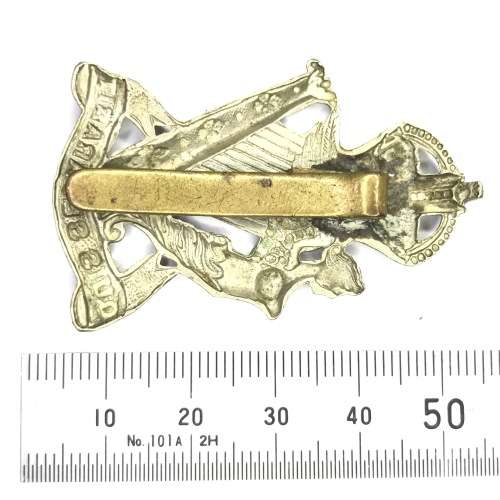 Royal Irish Rifles cap badge with slide - King`s Crown