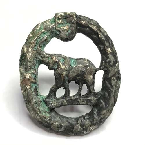 Pair of Non European sand cast collar badges