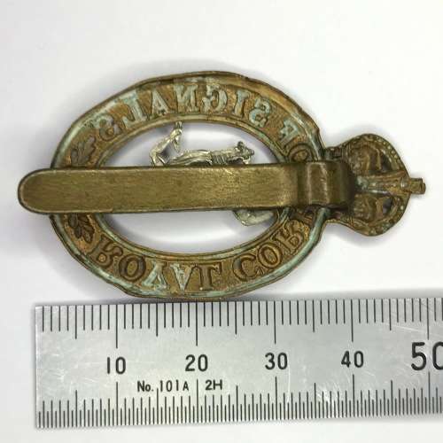 Royal Corps of signals cap badge with slide - Kings crown