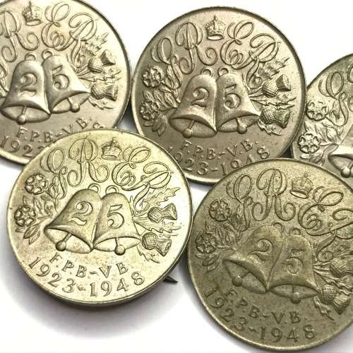 Lot of 5 Union of South Africa 25 year badges