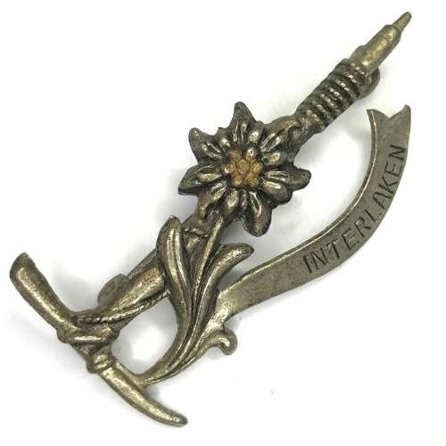 Interlaken Switzerland Alpine Souvenir brooch with ice pick