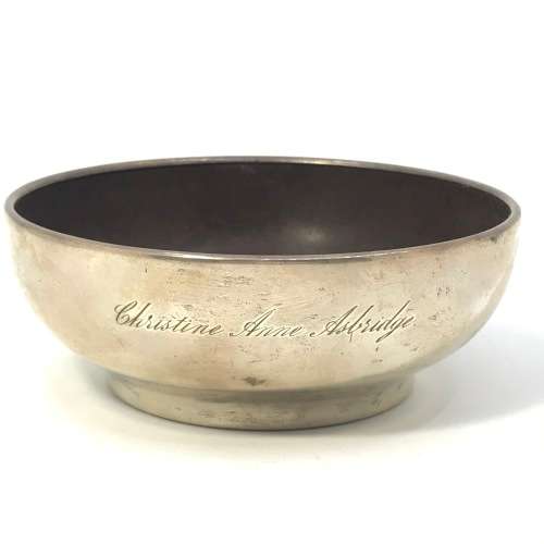 Hallmarked silver bowl with walnut inner-Made in Birmingham 1936 by J.Gloster Ltd - 95.5 grams