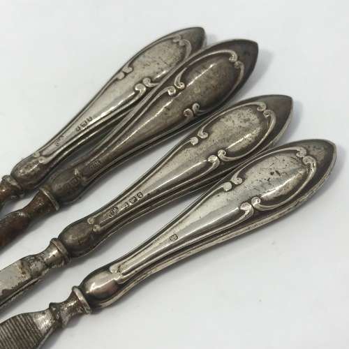 Antique hallmarked silver nail care stand with 4 tools - Birmingham 1918-1926 hallmarks- weighs 188g