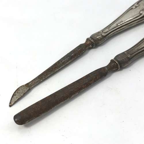 Antique hallmarked silver nail care stand with 4 tools - Birmingham 1918-1926 hallmarks- weighs 188g