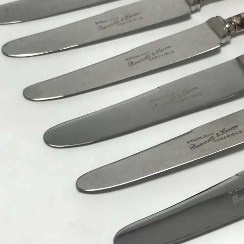 Set of 6 Bennett and Heron Butter Knives with Silver Hallmarked Handles