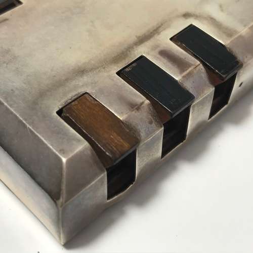 Pair of late Victorian silver hallmarked whist markers with wooden base - hallmarked London 1899