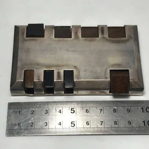 Pair of late Victorian silver hallmarked whist markers with wooden base - hallmarked London 1899