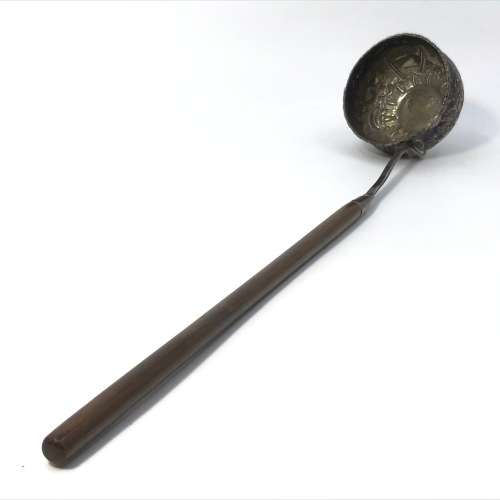 Early 1700`s Silver Wine Tasting Ladle with 1711 Silver Coin - VERY UNUSUAL and SCARCE - 38cm