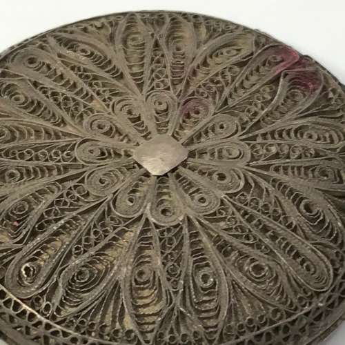 Antique Silver Filigree Powder Compact - very high class work - weighs 63.7g