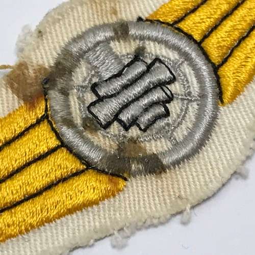 West German Air safety control silver qualification cloth badge