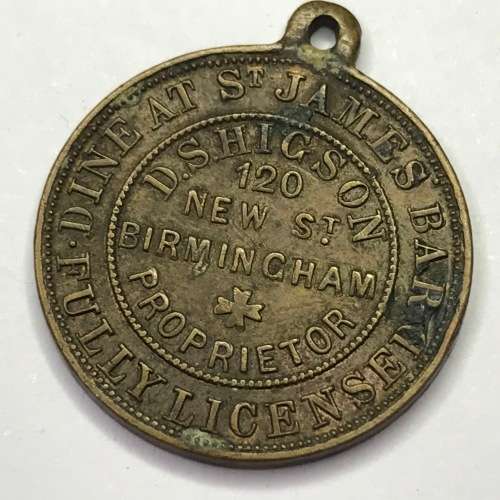 Coronation of Edward 7 medallion with ``Dine at St. James Bar``