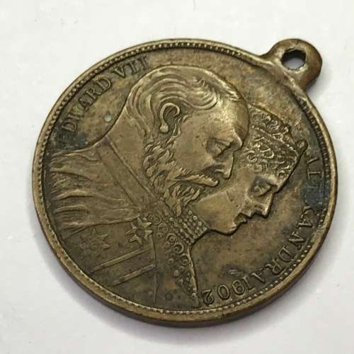 Coronation of Edward 7 medallion with ``Dine at St. James Bar``
