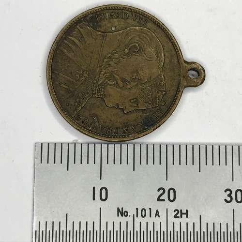 Coronation of Edward 7 medallion with ``Dine at St. James Bar``
