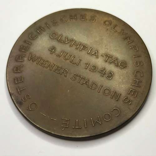 Medallion issued by the Austrian Olympic Committee - Olympic day 4/7/1948 - Wiener Stadion